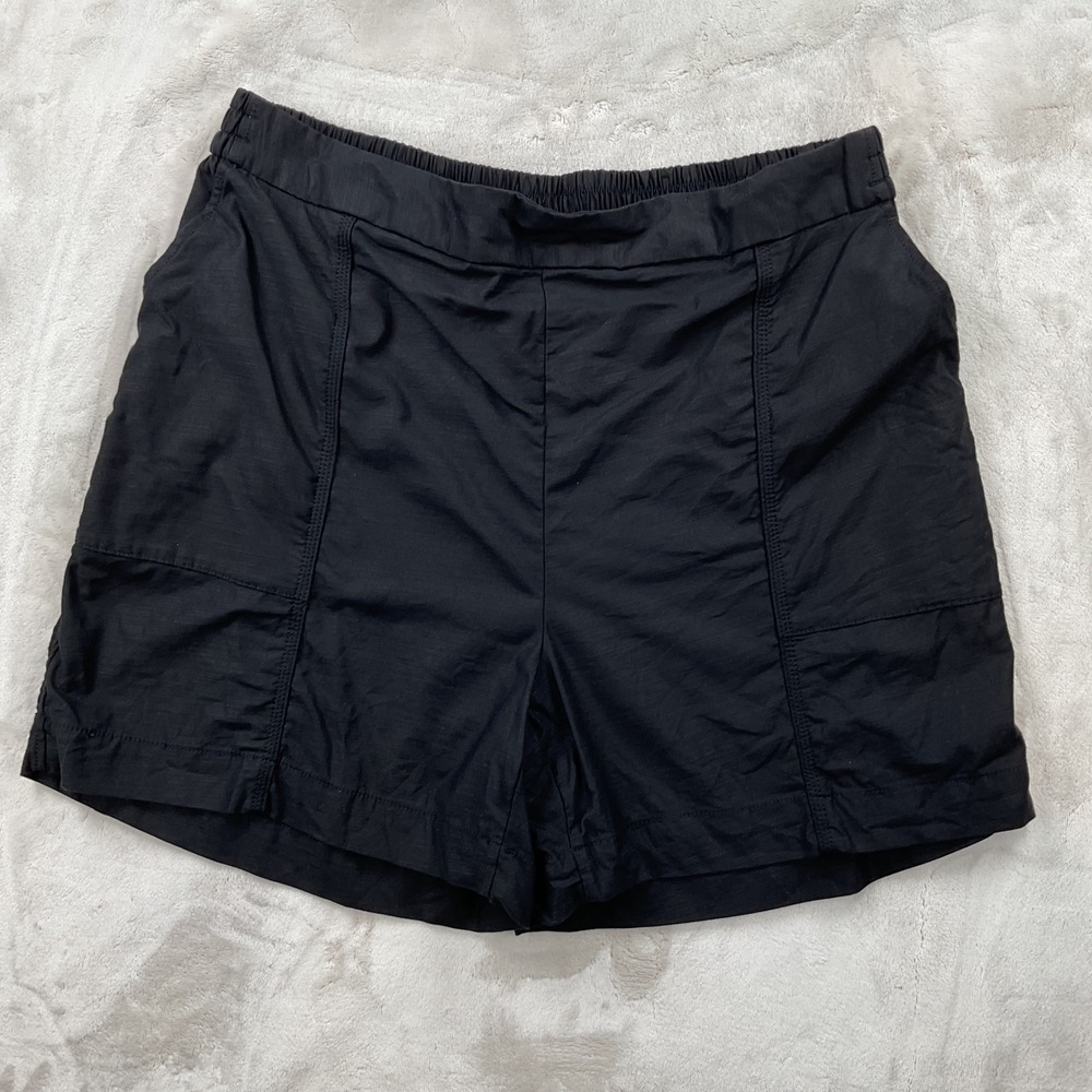 Lane Bryant Black Cotton Tencel Blend Elastic Waist Utility Shorts Womens 14/16